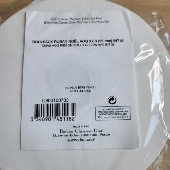 Dior Parfums Xmas Ribbon | Gold & White | Two Different Ribbon | 2 meters long - Picture 4 of 4